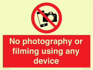 No photography or filming using any device